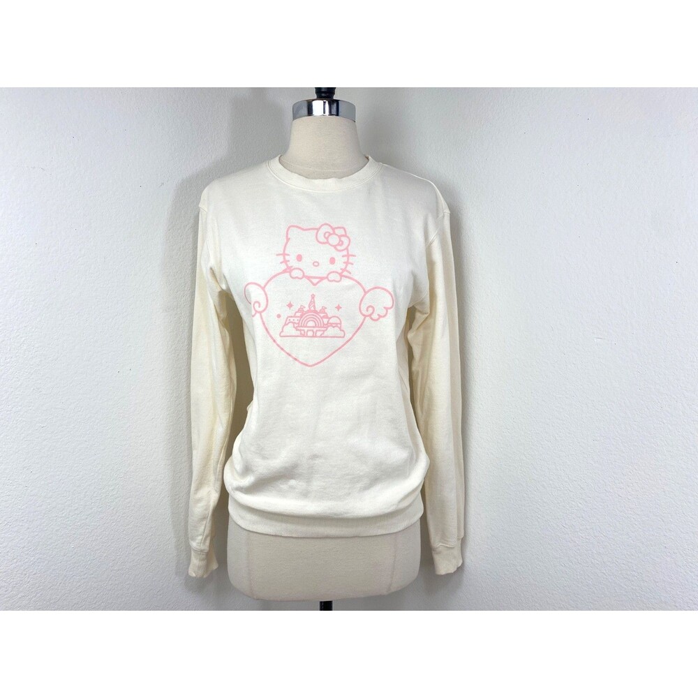Sanrio Puraland Hello Kitty Ivory Cotton Sweatshirt Small Japan Long Sleeves